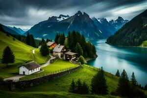 il Casa su il lago. ai-generato foto