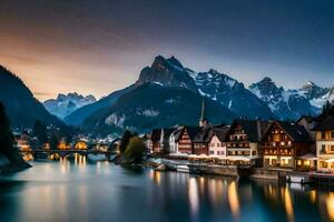 il bellissimo cittadina di alpino villaggio nel Svizzera. ai-generato foto