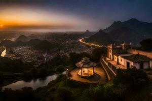 il tramonto al di sopra di il città di brasile. ai-generato foto