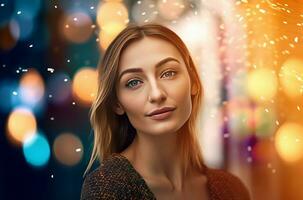 femmina davanti bokeh foto grassetto. creare ai