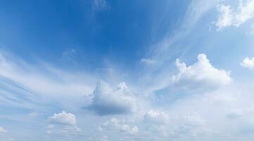 estate blu cielo nube pendenza leggero bianca sfondo. cupo vivido ciano paesaggio nel ambiente giorno orizzonte orizzonte Visualizza foto