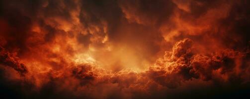 drammatico rosso cielo con nuvole. catastrofe concetto. ai generato foto