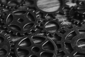 steampunk ingranaggi su nero e bianca sfondo. foto