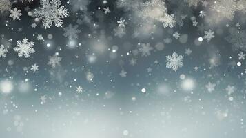 Natale astratto vacanza sfondo con neve su blu, ai generativo foto