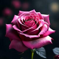 un' ipnotizzante rosa fiore unfurling nel davanti di fiume ai generativo foto