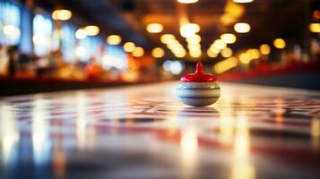 curling, inverno gli sport, ghiaccio gli sport su il ghiaccio pista di pattinaggio. ai generato. foto