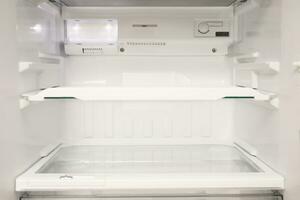 interno Visualizza di il mensola di il frigorifero a casa foto