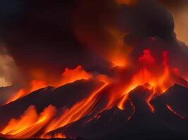 vulcano eruzione nel il sera foto