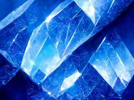 blu cristallo sfondo con diamanti. 3d illustrazione foto
