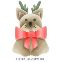 acquerello stile francese bulldog indossare Natale cappello - festivo disegnato a mano illustrazione foto