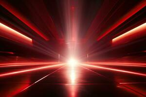 leggero rosso tunnel. luminosa raggi di rosso luce.generata di artificiale intelligenza foto