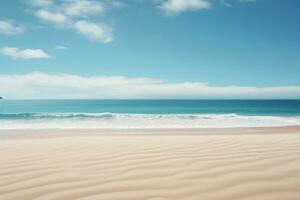 natura paesaggio Visualizza di bellissimo tropicale spiaggia e turchese blu mare nel soleggiato giorno. vacanza, viaggiare, spiaggia vacanza concetto. generato di artificiale intelligenza foto