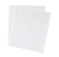 Due piegato pezzi di bianca fazzoletto di carta carta o tovagliolo nel pila ordinatamente preparato per uso nel gabinetto o toilette isolato su bianca sfondo con ritaglio sentiero foto