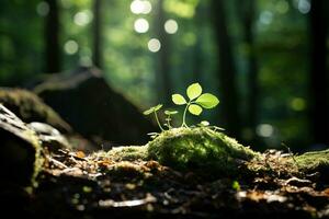 flora di foresta terra avvicinamento, natura ecologia. generativo ai foto