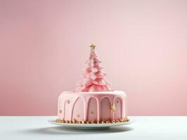 ai generato bellissimo creativo Natale torta con decorazione nel il modulo di un' Natale albero. foto
