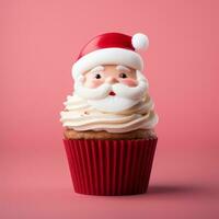 ai generato Natale Cupcake con Santa decorazione foto