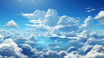 ai generato giorno soleggiato cielo blu con nuvole foto