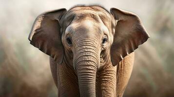 un elefante con suo tronco su ai generato foto