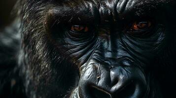 un' vicino su di un' gorilla ai generato foto