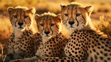 un' gruppo di ghepardi ai generato foto