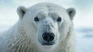 un' polare orso nel il neve ai generato foto