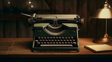 un' macchina da scrivere su un' tavolo ai generato foto