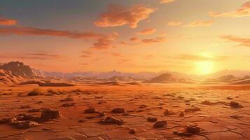 un' deserto paesaggio con un' tramonto ai generato foto