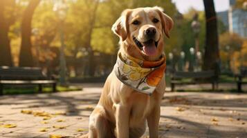 un' cane indossare un' bandana ai generato foto