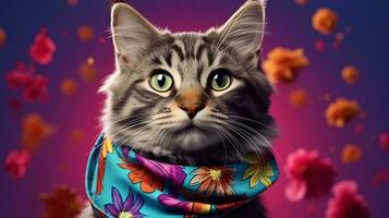 un' gatto indossare un' indumento ai generato foto