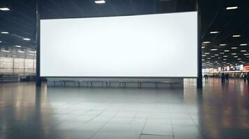 un' grande bianca schermo nel un' grande camera ai generato foto