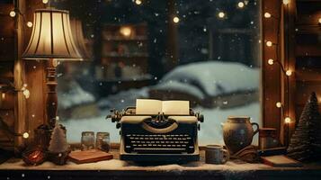 un' macchina da scrivere su un' tavolo ai generato foto