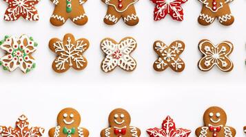 ai generativo senza soluzione di continuità modello di realistico Natale biscotti con decorazione foto