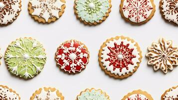 ai generativo senza soluzione di continuità modello di realistico Natale biscotti con decorazione foto