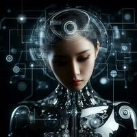 futuristico tecnologia in il mondo di artificiale intelligenza e robotica ai generativo foto