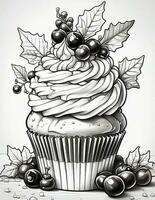 grafica colorazione libro per Natale dolce Cupcake foto