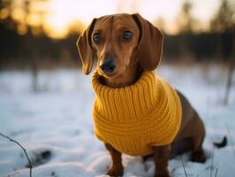 cane durante un' inverno camminare ai generativo foto