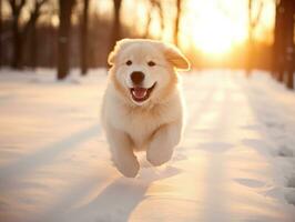 cane durante un' inverno camminare ai generativo foto