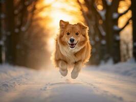 cane durante un' inverno camminare ai generativo foto