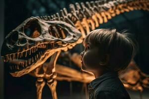 bambino dino scheletro Museo. creare ai foto