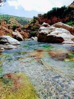 acqua flussi lentamente nel il valle foto