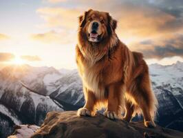 maestoso cane in piedi con orgoglio su un' montagna picco ai generativo foto