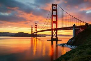 spanning bellezza il rinomato d'oro cancello ponte grazia san Francisco ai generato foto