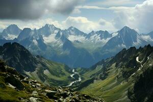 elevato regni di soggezione montagne modellare terre diverso, maestoso paesaggi ai generato foto