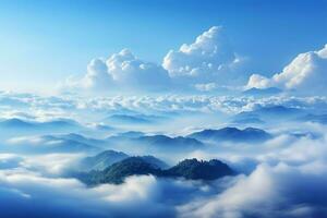 panoramico blu cielo astratto con nuvole, un' natura a tema sfondo fondale ai generato foto