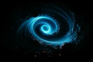 misterioso nero fori e cosmico tunnel con etereo blu nebbia ai generato foto
