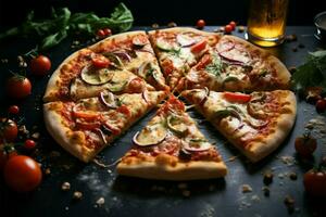 un' acquolina in bocca italiano Pizza, il stella di il tuo ristorante sfondo ai generato foto