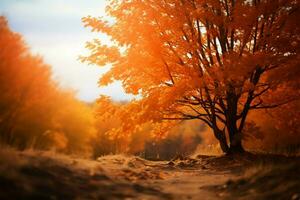 vivace autunno fogliame fornisce un' pittoresco e di stagione fondale ai generato foto