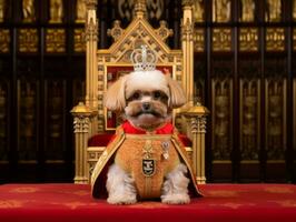 regale cane con un' regale posizione nel un' reale ambientazione ai generativo foto