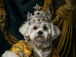 regale cane con un' regale posizione nel un' reale ambientazione ai generativo foto