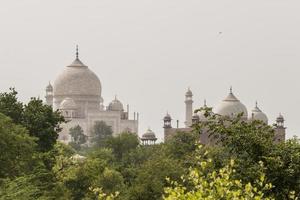 taj mahal ad agra, india. vista dalla passeggiata nella natura del taj. foto